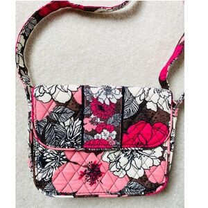 Vera Bradley Crossbody Bag Mocha Rouge, Quilted, Adjustable Strap, Flap Closure